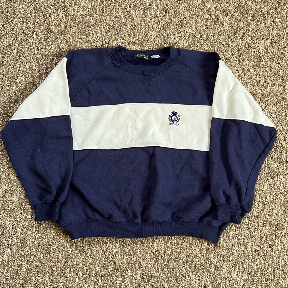 Stefano Man blue and white striped crewneck - Picture 1 of 3